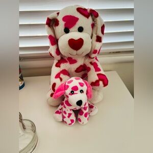 Plush Valentine Heart Dog Toy - Pink & White